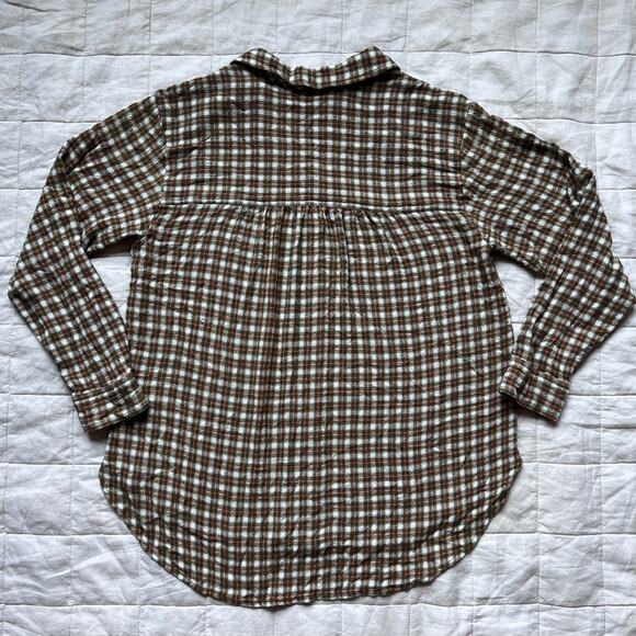 Pilcro Pink Green Plaid Textured Button Down Long Sleeve Shirt Cottagecore - Med - Picture 3 of 9